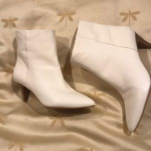 White Leather Dolce Vita kitten heeled booties